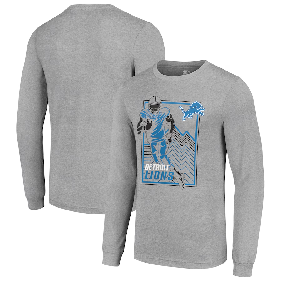 Men Detroit Lions grey 2024 NFL Long sleeve T Shirts->nfl t-shirts->Sports Accessory